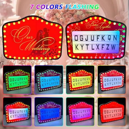 vnmudzeo Handheld LED Bottle Presenter,7 Color Light,Wedding DIY Letter Light Box,w/4 Set Letters & 1 Numbers Kit,for Proposal Displays& Photo Booth Decor
