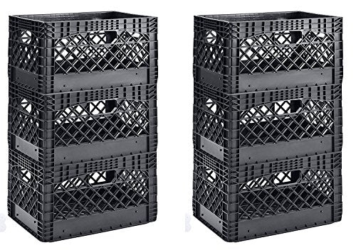 Muscle Rack PMK24QTB-3 24 quart 3 Pack black Heavy Duty Rectangular Stackable Dairy Milk Crates , 11" Height, 19" width (2 X 3 Pack)