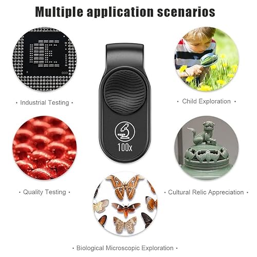Compatible with Microscope Accessories Kit for Adult 100X Mobile Phone Micro Lens LED Light Pocket Mini Magnifying Glass Microscopes Accessory