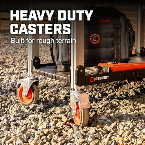 Crescent SITERUNNER 3 Shelf Heavy Duty Folding Jobsite Cart | F3SCBL