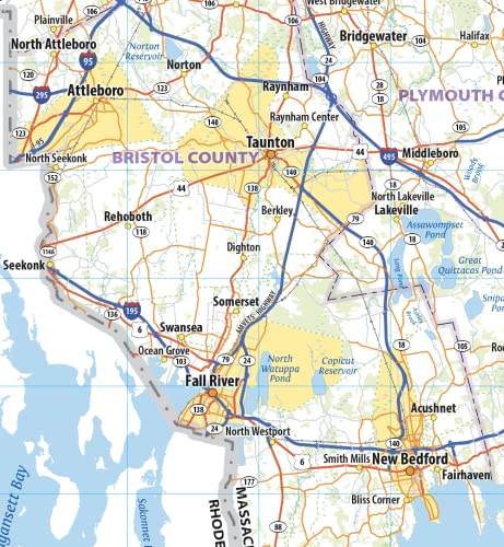 Massachusetts Laminated Wall Map (60” wide x 38” high)