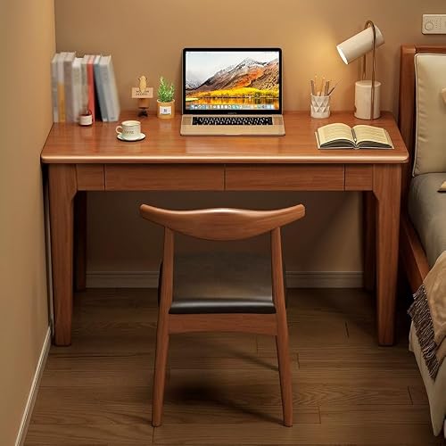 XIXSERTHIA Computer Desk Solid Wood Desk Student Home Bedroom Computer Desk Office Desk Study Desk Small Apartment Study Table Simple Writing Desk Office Desks(A,140 * 60 * 75cm)