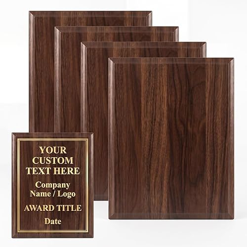 4 Pack 8 x 10 Inch Blank Wood Award Plaques for Personalized Engraving