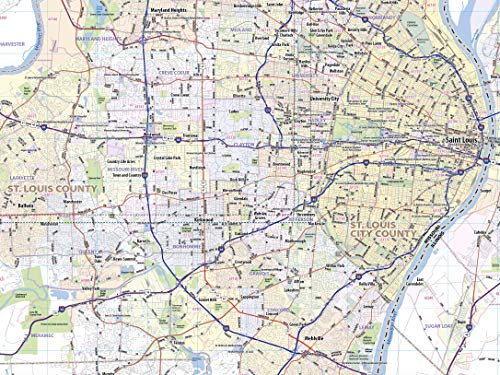 St. Louis Metro Laminated Wall Map (54” Wide by 40” high)