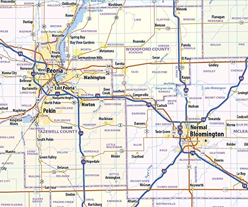 Illinois Laminated Wall Map (36” Wide x 58” high)