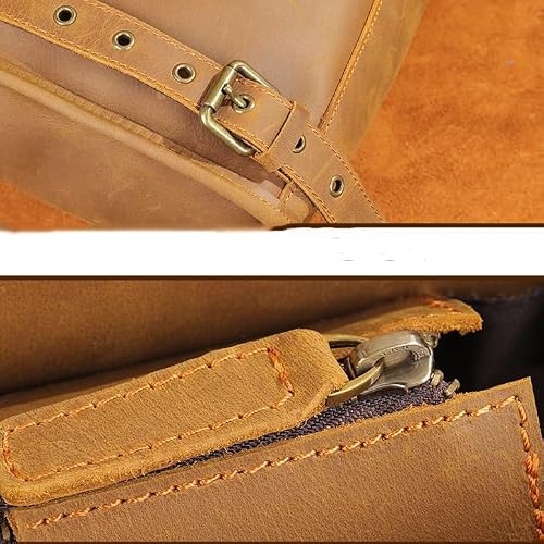 ZUIAI Laptop Backpack Genuine Leather Casual Travel Daypack Hiking Travel Bag Camping Rucksack(D)