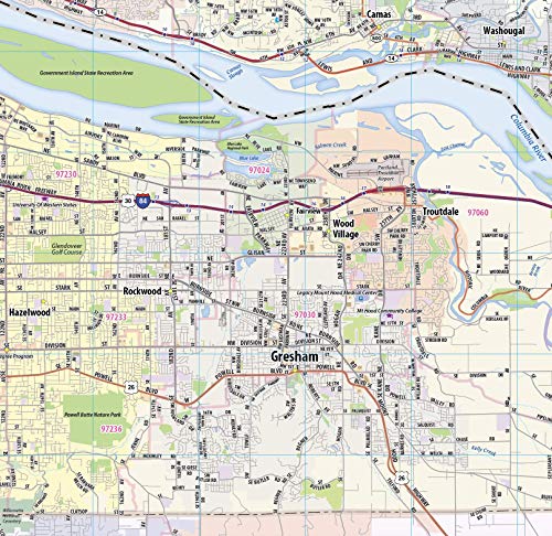 Topographics Greater Portland Oregon Laminated Street Map (42' Wide by 46' High)