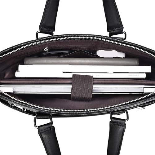 AWMGPDDBTO Briefcases for Men Men's Leather Briefcase, Black