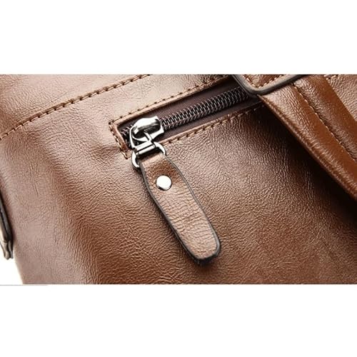 NSUQOA Horizontal Briefcase Men's Business Handbag Shoulder Messenger Casual Computer Bag(white-Patch five-pointed star4)