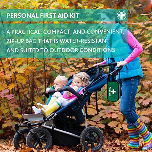 RELIANCE MEDICAL HSE 1 Person First Aid Kit in Small Green Pouch for Home Car Holiday and Workplace - Essentials for Everyday Situations