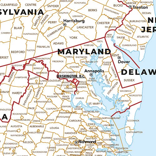 MapSherpa USA Map with County Names - Extra Large - 60" x 48" Rolled Canvas