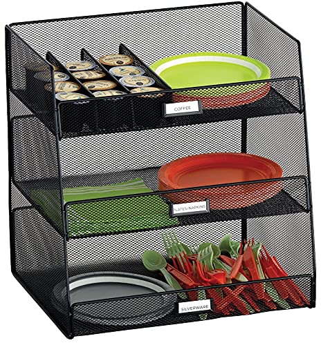 Safco 3293BL Onyx Mesh Break Room Supplies Organizer, Black