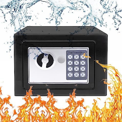 TBLOTYD Home Safe Safe Box Home Safe Fireproof Waterproof Money Box with Digital Pin Code and 2 Manual Key, for Home Hotel Office/Black/16L ，Black-4.6L