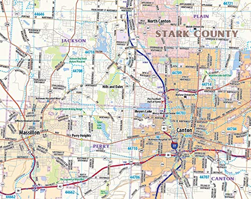 Topographics Greater Cleveland Metro Area Laminated Wall Map (42" x 53")