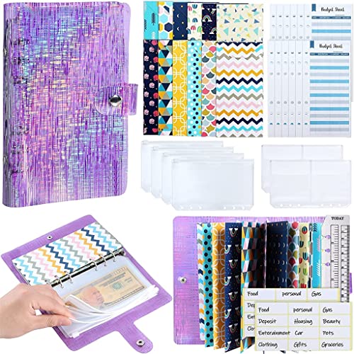 ONMYJFD 34 Pcs Budget Binder Cash Envelope Planner System, with Money Envelopes,Expense Budget Sheets, PVC Storage Bags, Labels, Ruler(C)