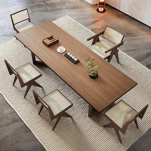 LINKIO Home Office Desks Chinese Style Solid Wood Tea Table, Office Boss Meeting and Negotiating Tea Table, Suitable for Kitchen, Living Room and Dining Room Computer Table Desk(220x80x75cm)