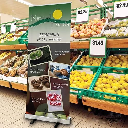 Premium Roll Up Banner Stand Retractable Custom Personalized Banner Printing for Trade Show Display & Event Promotion, Business, Wedding and Special Events - 33.5 x 83" (Set of Roll up banner and stand)
