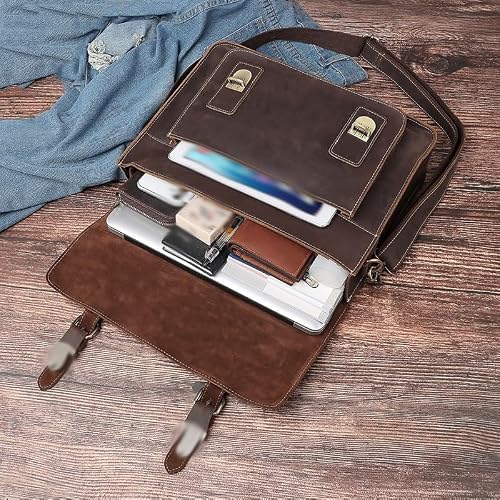 ZUIAI Men Briefcase Business Messenger Bags Male Vintage Shoulder Bag Men's Large Laptop Travel Bags