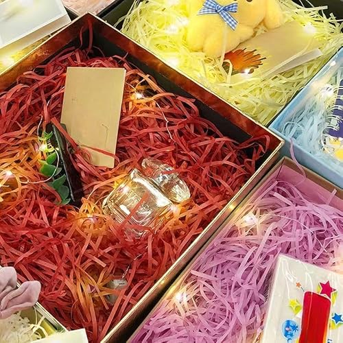 ETAZMDITE Shredded Paper for Gift Boxes, Glitter Shredded Tissue Paper Crinkle Cut Gift Filler Lightweight Multicolor 160-500g(Black,200g)