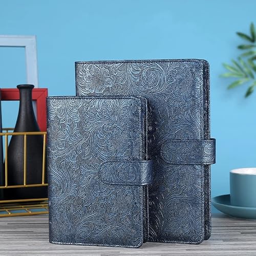 GFHSKRPL A6/A5 Vintage Embossed PU Leather DIY Binder Notebook Cover Diary Agenda Planner Paper Cover School Stationery(D,A5)