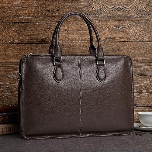 NSUQOA Man Briefcase Genuine Leather Business Computer Cowhide Handbag Document Bag(white-Patch five-pointed star4)