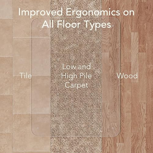 Modern Chair Mat Co. Office Desk Glass Chair Mat - Clear Tempered Glass - Easy Glide - Protects Carpet and Hardwood Floors - 42" x 64"