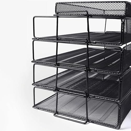 File Rack Office Storage File Stacking Tray Three-Layer Column Data Frame Iron Mesh Rack Letter Trays