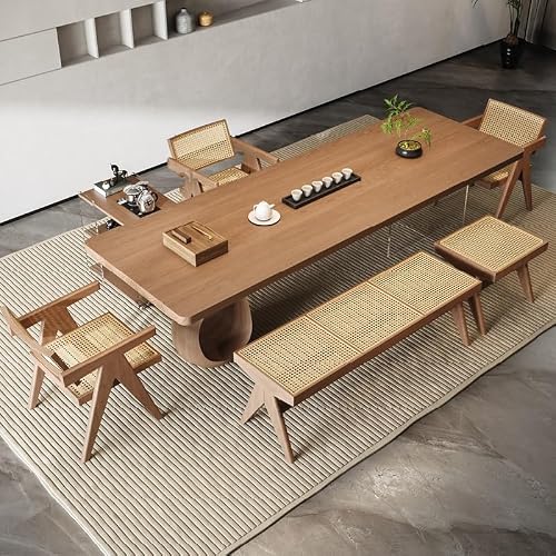 LINKIO Home Office Desks Solid Wood Large Board Creative Tea Table, Boss Office Tea Making Reception Table, Suitable for Home Living Room, Company Meeting Room Computer Table Desk(180x80x75cm)