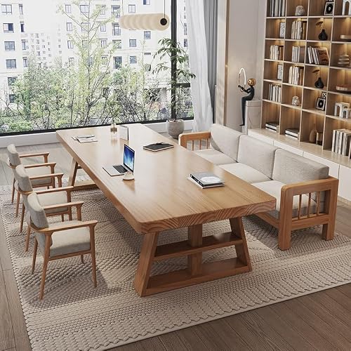LINKIO Home Office Desks Solid Wood Large Desk Modern Home Study Reading Table Large Conference Long Table Computer Table Desk(180cm)
