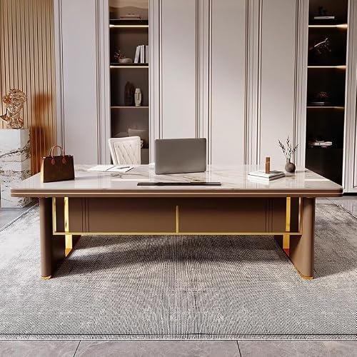 LINKIO Home Office Desks Rock Board Desk CEO Office Boss Desk Simple Home Study Large Board Table Computer Table Desk(180cm)