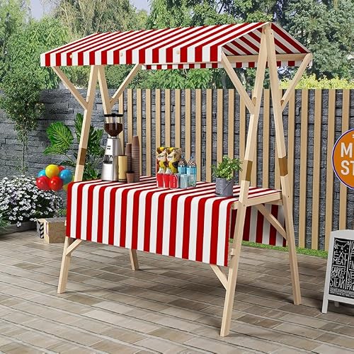 WLCGYD Red Detachable Vendor Booth Display Items, Lightweight Wood Retail Booth Kiosk, Outdoor Event Tent for Market Patio Garden, Flower Market Display Stand, Easy Assembly(120x60cm/47.2x23.6in)