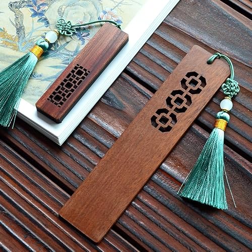 NSUQOA Hollow Mahogany Set Gift Box Classical Beauty with Literary Bookmark Pen