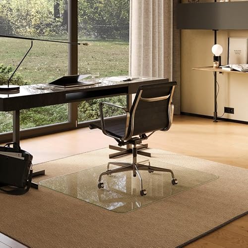 Modern Chair Mat Co. Office Desk Glass Chair Mat - Clear Tempered Glass - Easy Glide - Protects Carpet and Hardwood Floors - 42" x 64"