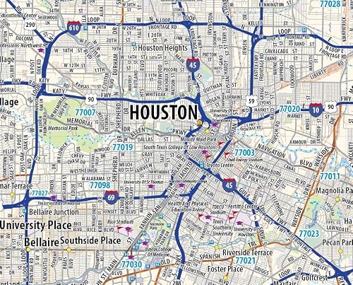 Topographics Houston Metro Area Laminated Street Wall Map (42' x 47')