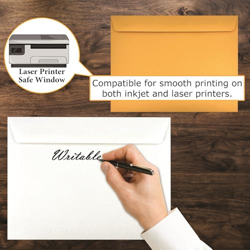 500 Cashier Depot - 9 x 12 Inch Booklet Envelopes, Heavy 28 lb White Wove Paper, Open Side, Gummed Flap, 500 Count