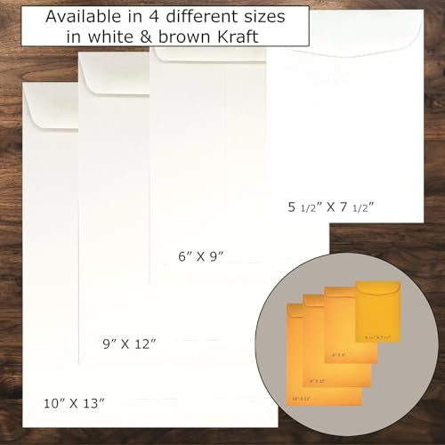 1000 Cashier Depot - 6" x 9" Catalog Envelopes – Open End – Sturdy 24lb White Wove – Gum Flap Closure – Professional Mailing & Document Storage, 1000 Count