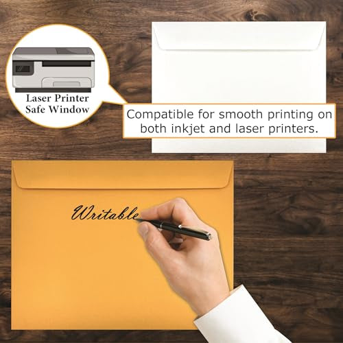 100 Cashier Depot - 10" x 13" Booklet Envelopes, Heavy 28 lb brown Kraft Paper, Open Side Design, Gummed Flap, 100 Count