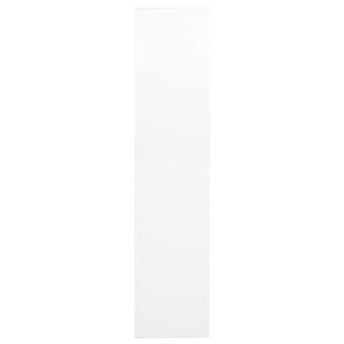 vidaXL White Steel and Tempered Glass Scandinavian Style Office Cabinet with Adjustable Shelves and Lock - 35.4"x15.7"x70.9