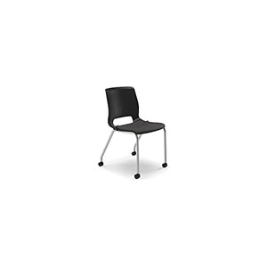 HON Motivate Seating Upholstered 4-Leg Stacking Chair, Black/Onyx/Platinum, 2/Carton