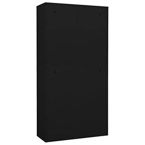 BIGBARLEY Tall Free Standing Storage Cabinet with Drawers and Glass Doors, Black Steel 35.4"x15.7"x70.9