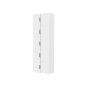 UPLIFTDESK MoPac Stacked Storage (White) - 5 Cabinets High, Brushed Nickel Handles