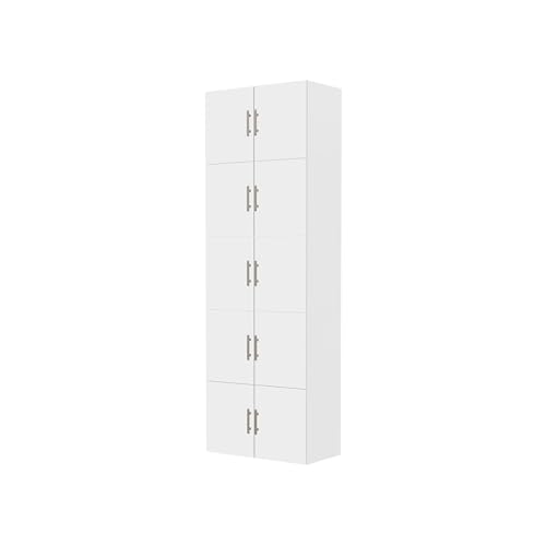 UPLIFTDESK MoPac Stacked Storage (White) - 5 Cabinets High, Brushed Nickel Handles