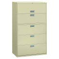 HON 695LL 600 Series Five-Drawer Lateral File Cabinet, 42" Wide, Putty