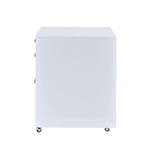 Generic 3 Drawers White High Gloss File Cabinet