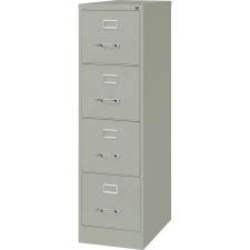 Lorell 4-Drawer Vertical File with Lock, 15 by 26-1/2 by 52-Inch, Light Gray