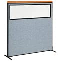 Global Industrial Deluxe Freestanding Office Partition Panel with Window, Blue