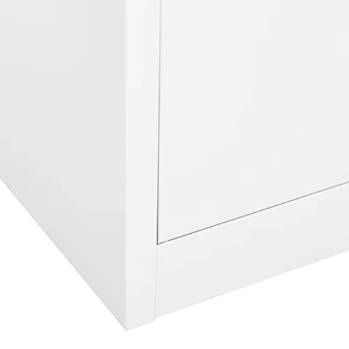 QZZCED Office Cabinet Lockable Doors White Steel 35.4"x15.7"x70.9