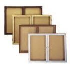 3 Door Enclosed Bulletin Board Size: 4' H x 8' W, Frame Finish: Walnut