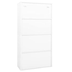 KTHLBRH Office Cabinet | Employee Locker Cabinet | Freestanding Metal File Cabinet | White Steel & Tempered Glass | 35.4"x15.7"x70.9