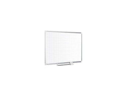 MasterVision Planning Board Porcelain Dry Erase Magnetic 1" x 2" Grid, 36" x 48", Whiteboard with Aluminum Frame